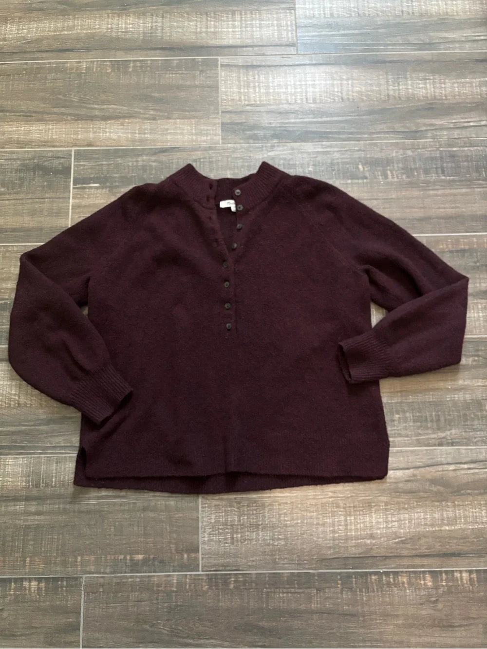 Madewell Pembury Henley Mockneck Sweater in Heather Burgundy